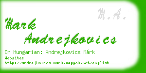mark andrejkovics business card